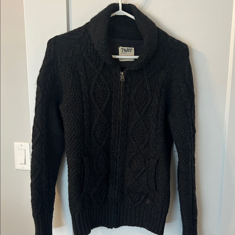 TNA Charcoal Cable Knit Cardigan Size M
